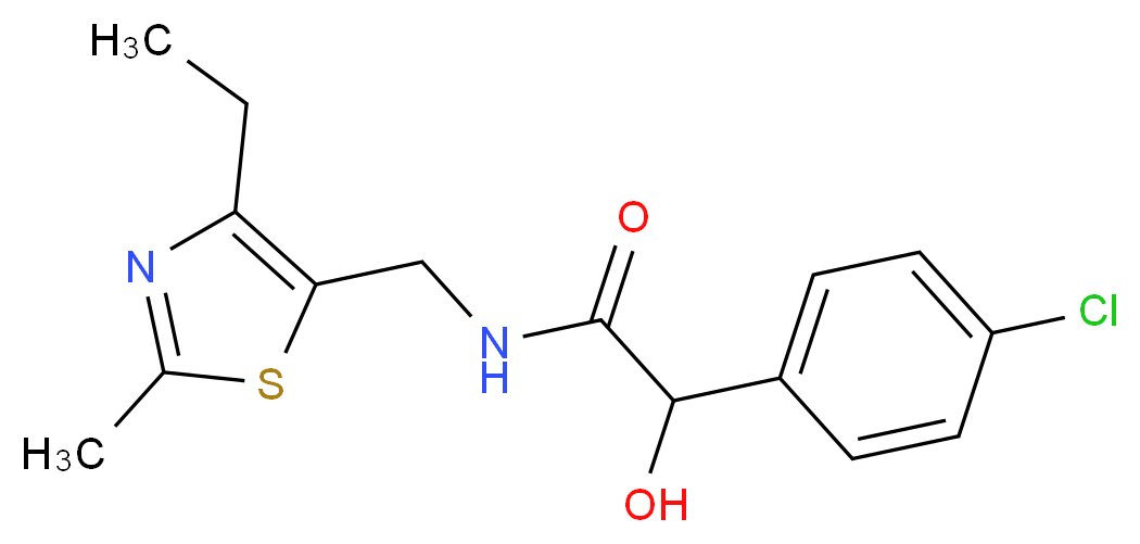 2-(4-chlorophenyl)-N-[(4-ethyl-2-methyl-1,3-thiazol-5-yl)methyl]-2-hydroxyacetamide_分子结构_CAS_)