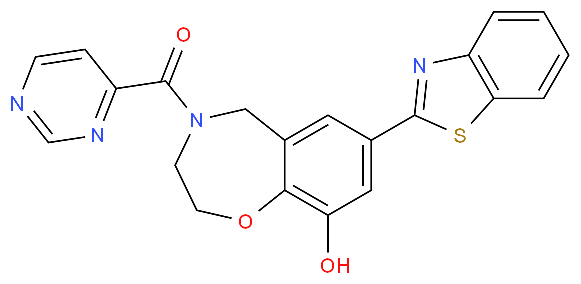 7-(1,3-benzothiazol-2-yl)-4-(pyrimidin-4-ylcarbonyl)-2,3,4,5-tetrahydro-1,4-benzoxazepin-9-ol_分子结构_CAS_)