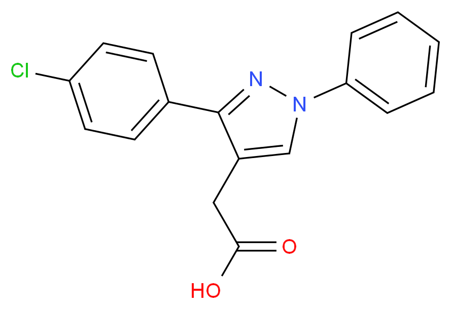 2-[3-(4-chlorophenyl)-1-phenyl-1H-pyrazol-4-yl]acetic acid_分子结构_CAS_53808-88-1
