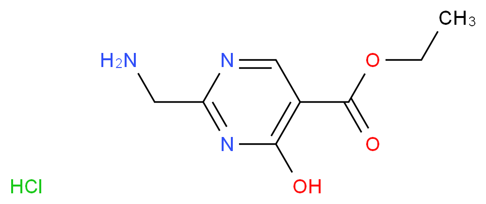 ethyl 2-(aminomethyl)-4-hydroxypyrimidine-5-carboxylate hydrochloride_分子结构_CAS_1196154-22-9