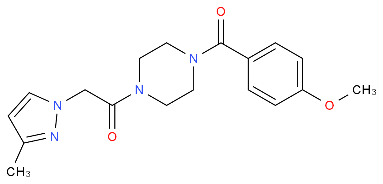 1-(4-methoxybenzoyl)-4-[(3-methyl-1H-pyrazol-1-yl)acetyl]piperazine_分子结构_CAS_)