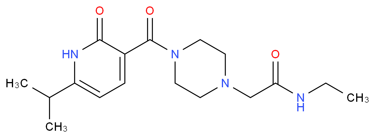 N-ethyl-2-{4-[(6-isopropyl-2-oxo-1,2-dihydro-3-pyridinyl)carbonyl]-1-piperazinyl}acetamide_分子结构_CAS_)