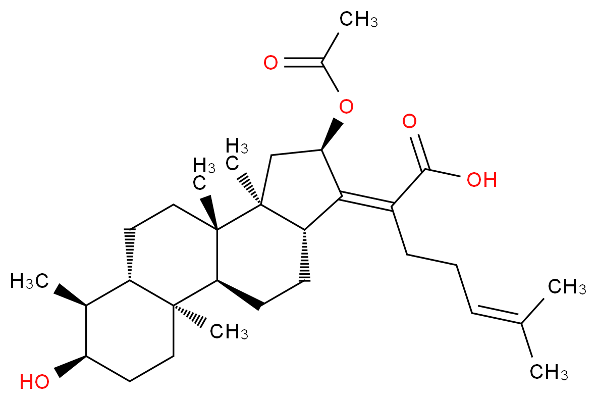 2-[(1S,2S,5R,6S,7S,10S,11S,13R,14Z,15R)-13-(acetyloxy)-5-hydroxy-2,6,10,11-tetramethyltetracyclo[8.7.0.0<sup>2</sup>,<sup>7</sup>.0<sup>1</sup><sup>1</sup>,<sup>1</sup><sup>5</sup>]heptadecan-14-ylidene]-6-methylhept-5-enoic acid_分子结构_CAS_1013937-16-0