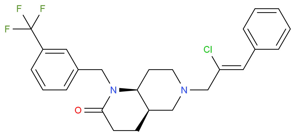 (4aR*,8aS*)-6-[(2Z)-2-chloro-3-phenyl-2-propen-1-yl]-1-[3-(trifluoromethyl)benzyl]octahydro-1,6-naphthyridin-2(1H)-one_分子结构_CAS_)