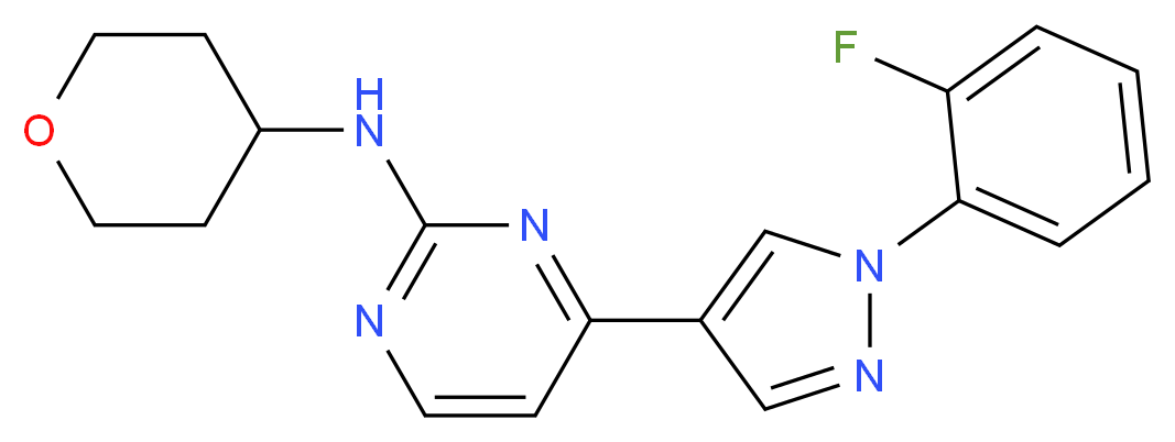 4-[1-(2-fluorophenyl)-1H-pyrazol-4-yl]-N-(tetrahydro-2H-pyran-4-yl)-2-pyrimidinamine_分子结构_CAS_)
