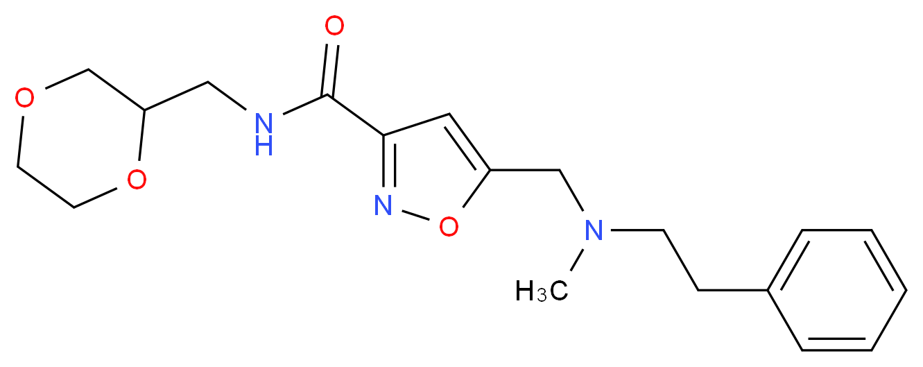 N-(1,4-dioxan-2-ylmethyl)-5-{[methyl(2-phenylethyl)amino]methyl}isoxazole-3-carboxamide_分子结构_CAS_)