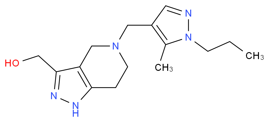 {5-[(5-methyl-1-propyl-1H-pyrazol-4-yl)methyl]-4,5,6,7-tetrahydro-1H-pyrazolo[4,3-c]pyridin-3-yl}methanol_分子结构_CAS_)
