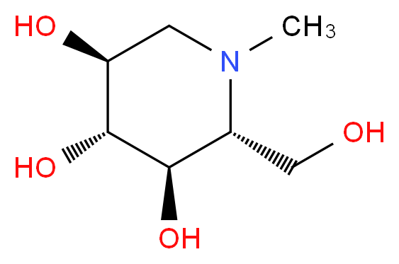 (2R,3R,4R,5S)-2-(hydroxymethyl)-1-methylpiperidine-3,4,5-triol_分子结构_CAS_69567-10-8