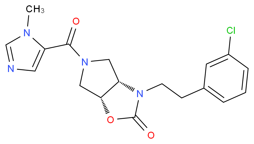 (3aS*,6aR*)-3-[2-(3-chlorophenyl)ethyl]-5-[(1-methyl-1H-imidazol-5-yl)carbonyl]hexahydro-2H-pyrrolo[3,4-d][1,3]oxazol-2-one_分子结构_CAS_)