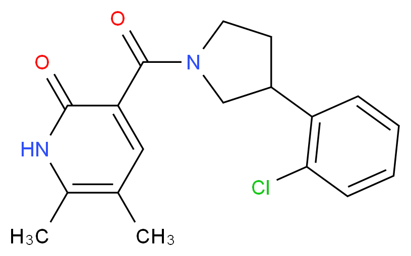 3-{[3-(2-chlorophenyl)-1-pyrrolidinyl]carbonyl}-5,6-dimethyl-2(1H)-pyridinone_分子结构_CAS_)