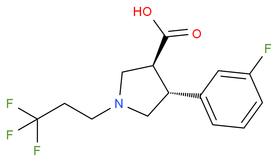 (3S*,4R*)-4-(3-fluorophenyl)-1-(3,3,3-trifluoropropyl)pyrrolidine-3-carboxylic acid_分子结构_CAS_)