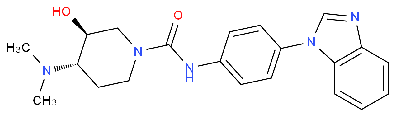 (3S*,4S*)-N-[4-(1H-benzimidazol-1-yl)phenyl]-4-(dimethylamino)-3-hydroxypiperidine-1-carboxamide_分子结构_CAS_)