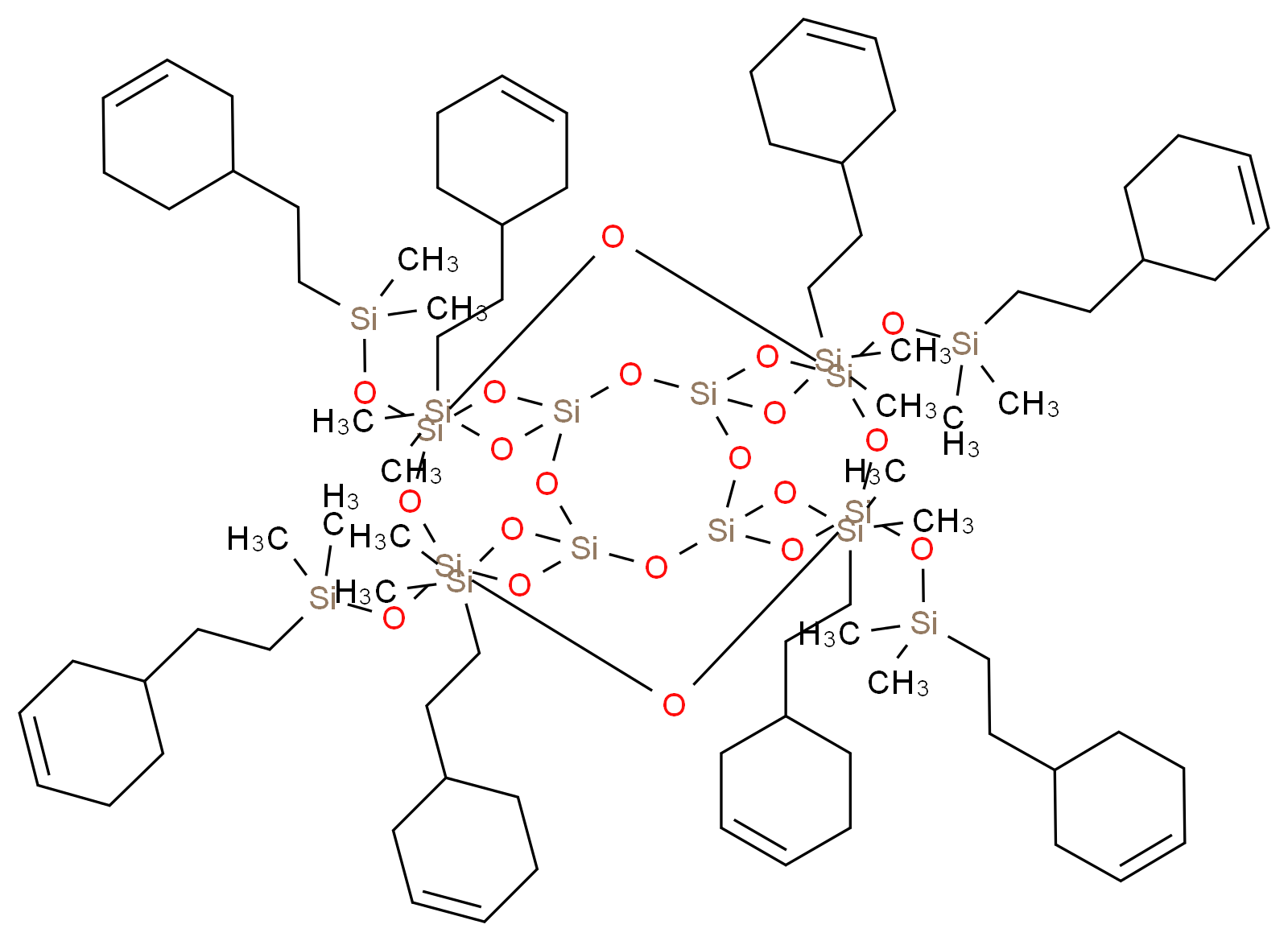 八[2-(4-环己烯基)乙基二甲基硅氧基]取代的 PSS_分子结构_CAS_136849-03-1)