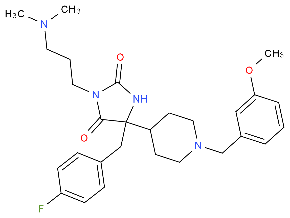 3-[3-(dimethylamino)propyl]-5-(4-fluorobenzyl)-5-[1-(3-methoxybenzyl)-4-piperidinyl]-2,4-imidazolidinedione_分子结构_CAS_)