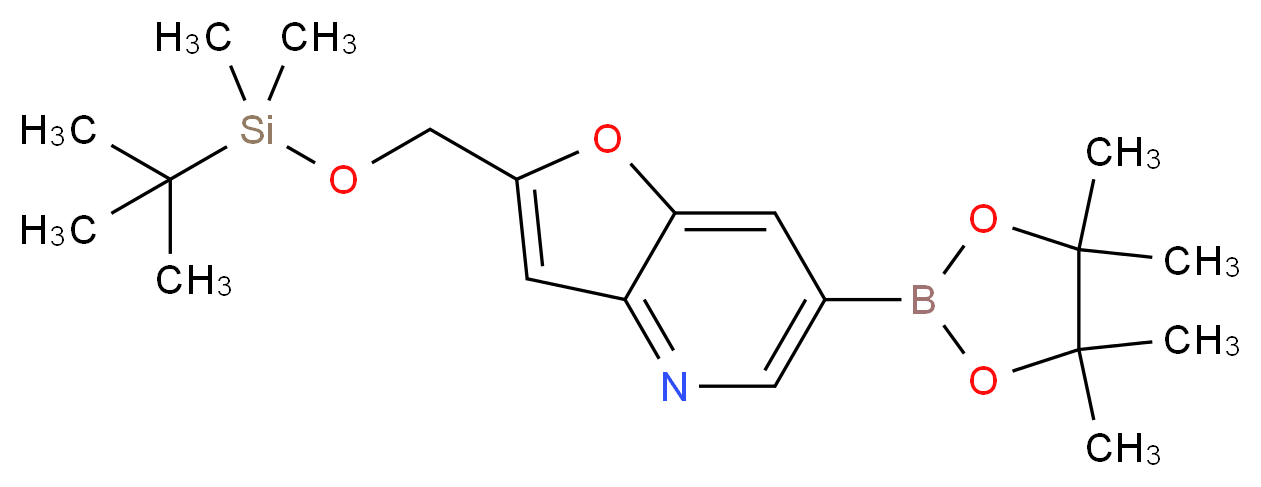 2-((tert-Butyldimethylsilyloxy)methyl)-6-(4,4,5,5-tetramethyl-1,3,2-dioxaborolan-2-yl)furo[3,2-b]pyr_分子结构_CAS_)