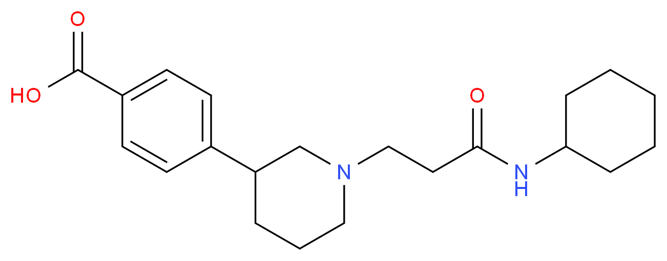 4-{1-[3-(cyclohexylamino)-3-oxopropyl]piperidin-3-yl}benzoic acid_分子结构_CAS_)