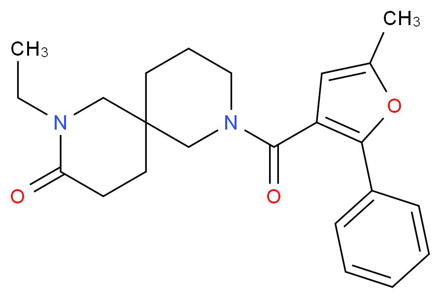 2-ethyl-8-(5-methyl-2-phenyl-3-furoyl)-2,8-diazaspiro[5.5]undecan-3-one_分子结构_CAS_)
