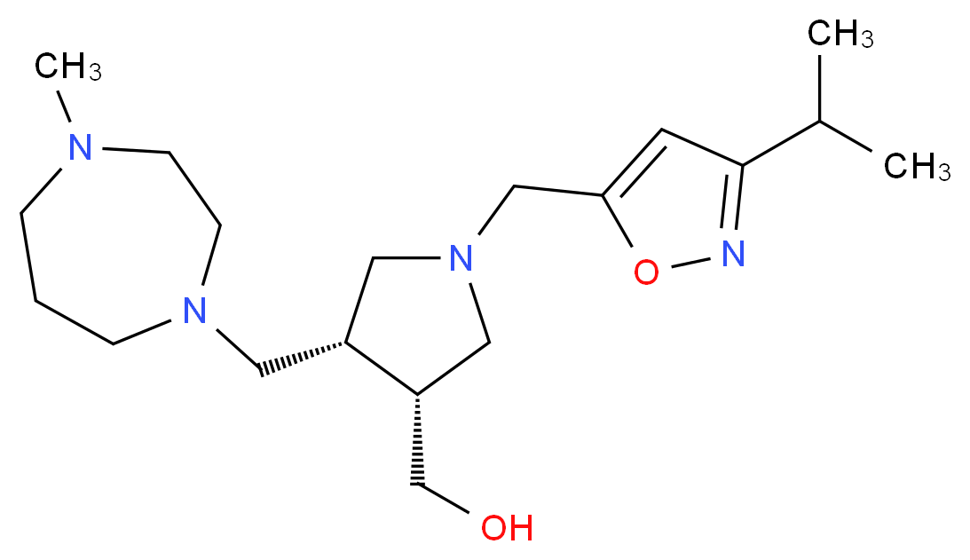 {(3R*,4R*)-1-[(3-isopropylisoxazol-5-yl)methyl]-4-[(4-methyl-1,4-diazepan-1-yl)methyl]pyrrolidin-3-yl}methanol_分子结构_CAS_)