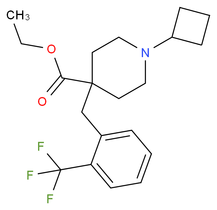 ethyl 1-cyclobutyl-4-[2-(trifluoromethyl)benzyl]-4-piperidinecarboxylate_分子结构_CAS_)