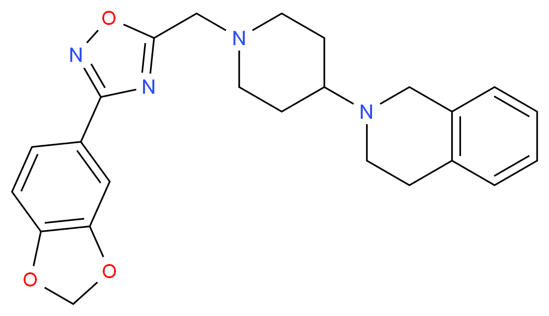2-(1-{[3-(1,3-benzodioxol-5-yl)-1,2,4-oxadiazol-5-yl]methyl}-4-piperidinyl)-1,2,3,4-tetrahydroisoquinoline_分子结构_CAS_)