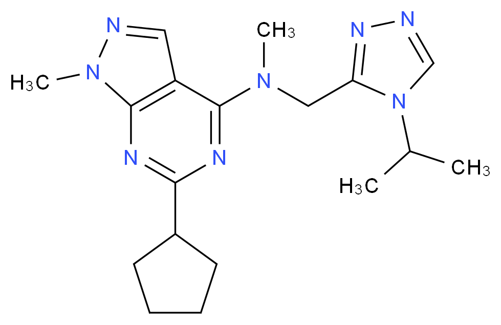 6-cyclopentyl-N-[(4-isopropyl-4H-1,2,4-triazol-3-yl)methyl]-N,1-dimethyl-1H-pyrazolo[3,4-d]pyrimidin-4-amine_分子结构_CAS_)