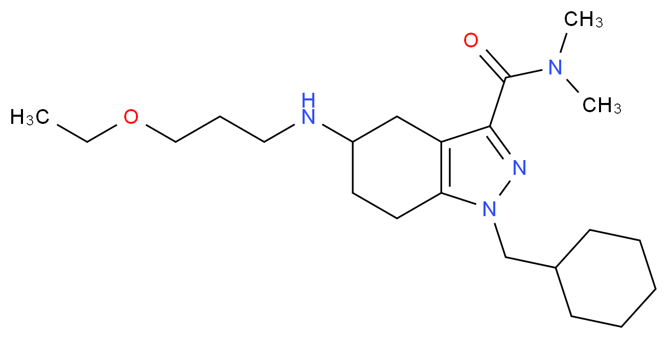 1-(cyclohexylmethyl)-5-[(3-ethoxypropyl)amino]-N,N-dimethyl-4,5,6,7-tetrahydro-1H-indazole-3-carboxamide_分子结构_CAS_)