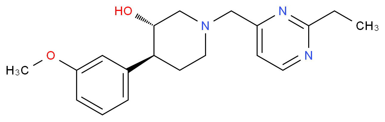 (3S*,4S*)-1-[(2-ethylpyrimidin-4-yl)methyl]-4-(3-methoxyphenyl)piperidin-3-ol_分子结构_CAS_)