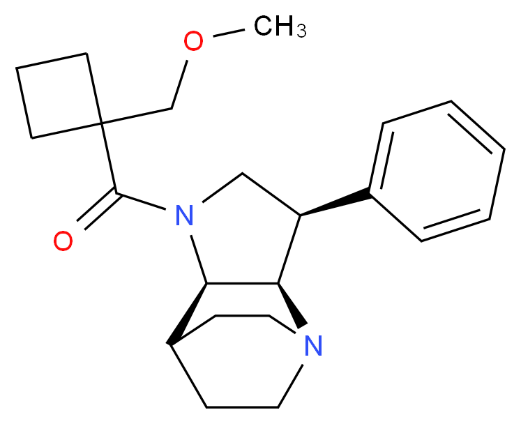 (3R*,3aR*,7aR*)-1-{[1-(methoxymethyl)cyclobutyl]carbonyl}-3-phenyloctahydro-4,7-ethanopyrrolo[3,2-b]pyridine_分子结构_CAS_)