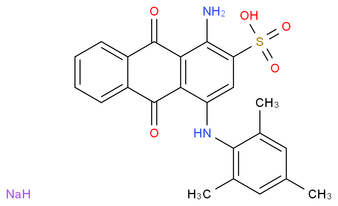 1-amino-9,10-dioxo-4-[(2,4,6-trimethylphenyl)amino]-9,10-dihydroanthracene-2-sulfonic acid sodium_分子结构_CAS_6397-02-0