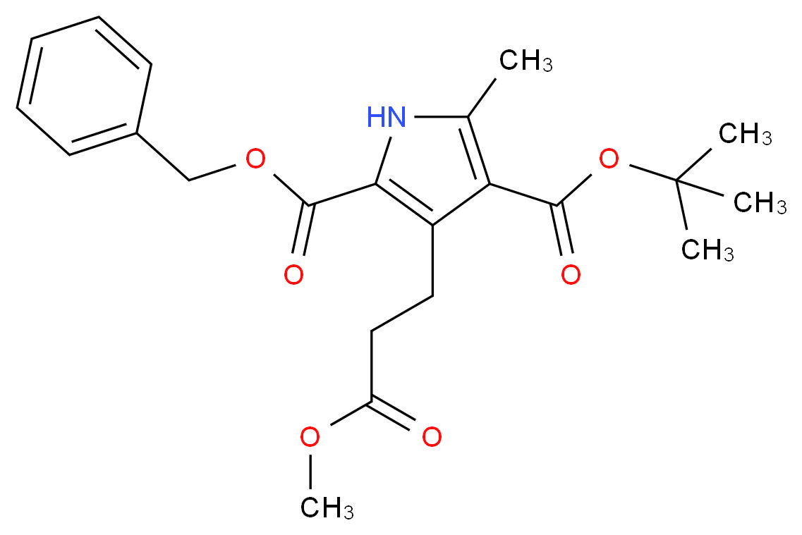 2-benzyl 4-tert-butyl 3-(3-methoxy-3-oxopropyl)-5-methyl-1H-pyrrole-2,4-dicarboxylate_分子结构_CAS_53365-80-3