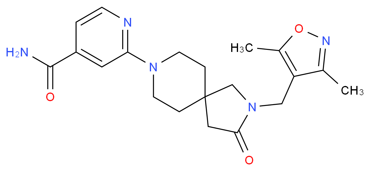 2-{2-[(3,5-dimethylisoxazol-4-yl)methyl]-3-oxo-2,8-diazaspiro[4.5]dec-8-yl}isonicotinamide_分子结构_CAS_)