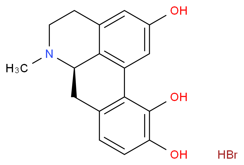 (9R)-10-methyl-10-azatetracyclo[7.7.1.0<sup>2</sup>,<sup>7</sup>.0<sup>1</sup><sup>3</sup>,<sup>1</sup><sup>7</sup>]heptadeca-1(17),2(7),3,5,13,15-hexaene-3,4,15-triol hydrobromide_分子结构_CAS_77630-01-4