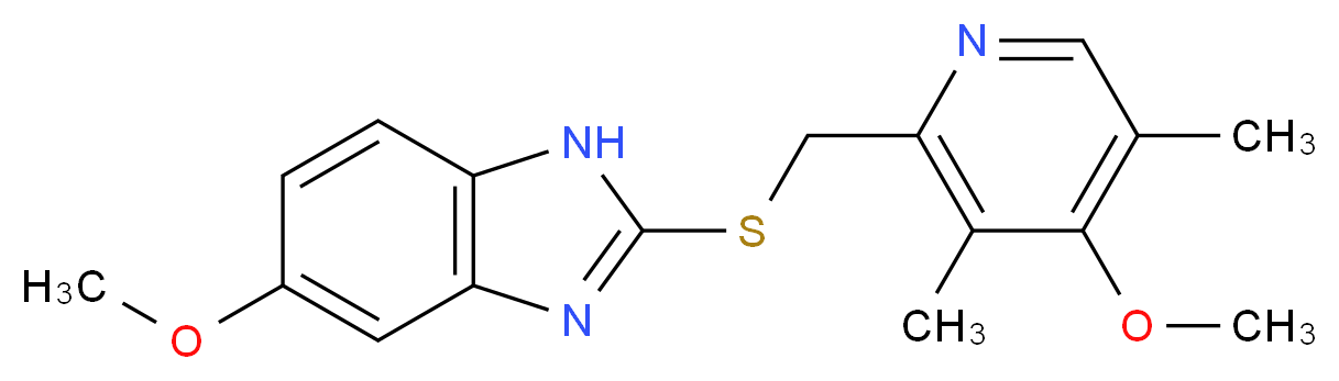 5-methoxy-2-{[(4-methoxy-3,5-dimethylpyridin-2-yl)methyl]sulfanyl}-1H-1,3-benzodiazole_分子结构_CAS_73590-85-9