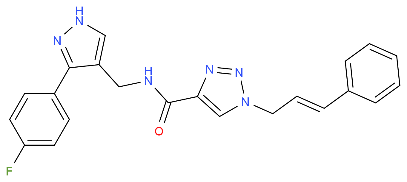 N-{[3-(4-fluorophenyl)-1H-pyrazol-4-yl]methyl}-1-[(2E)-3-phenyl-2-propen-1-yl]-1H-1,2,3-triazole-4-carboxamide_分子结构_CAS_)