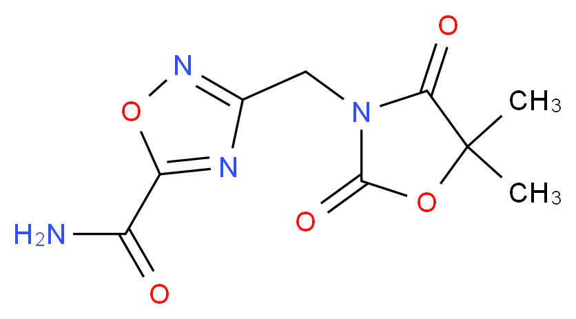 3-[(5,5-dimethyl-2,4-dioxo-1,3-oxazolidin-3-yl)methyl]-1,2,4-oxadiazole-5-carboxamide_分子结构_CAS_)