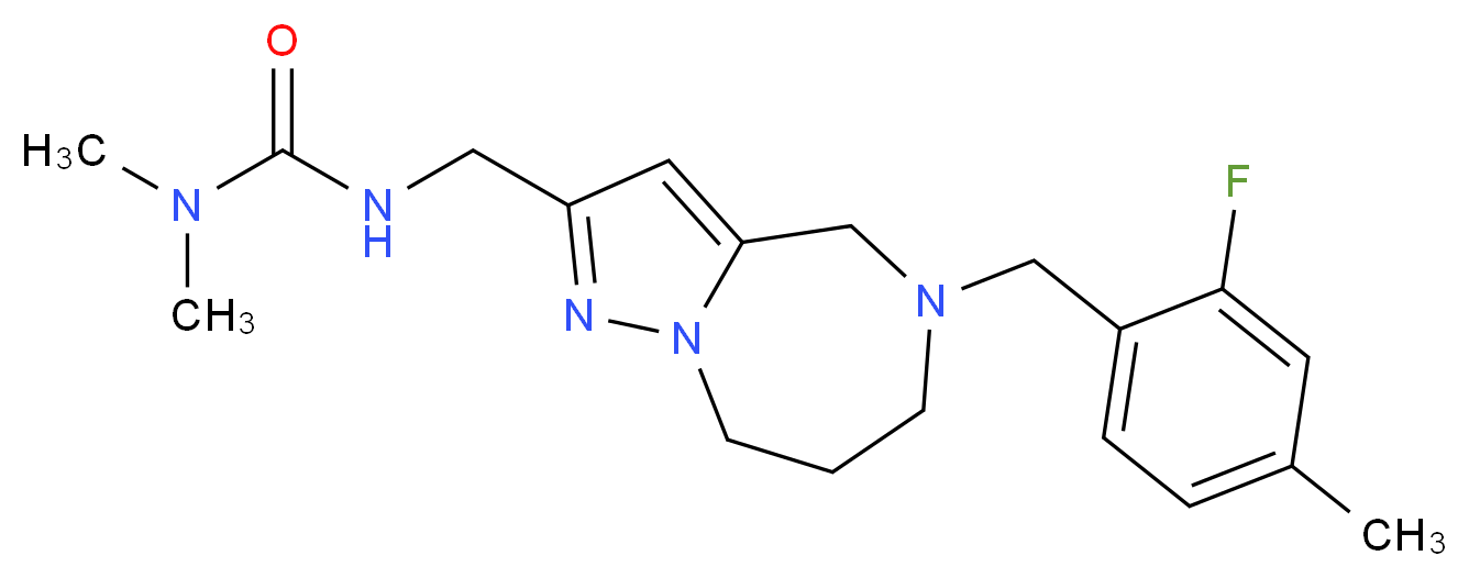 N'-{[5-(2-fluoro-4-methylbenzyl)-5,6,7,8-tetrahydro-4H-pyrazolo[1,5-a][1,4]diazepin-2-yl]methyl}-N,N-dimethylurea_分子结构_CAS_)