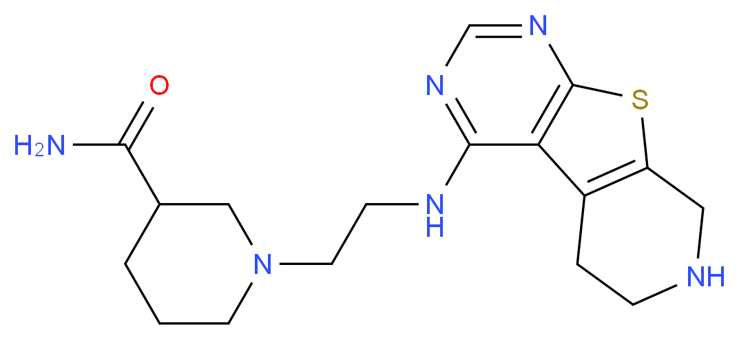 1-[2-(5,6,7,8-tetrahydropyrido[4',3':4,5]thieno[2,3-d]pyrimidin-4-ylamino)ethyl]piperidine-3-carboxamide_分子结构_CAS_)