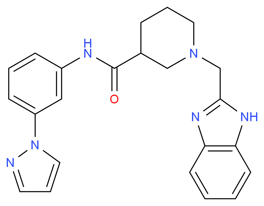 1-(1H-benzimidazol-2-ylmethyl)-N-[3-(1H-pyrazol-1-yl)phenyl]-3-piperidinecarboxamide_分子结构_CAS_)