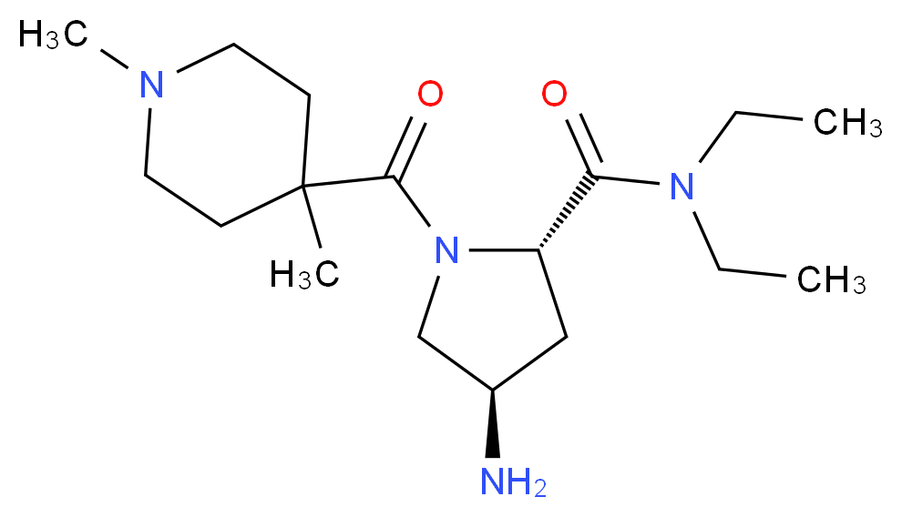 (2S,4R)-4-amino-1-[(1,4-dimethylpiperidin-4-yl)carbonyl]-N,N-diethylpyrrolidine-2-carboxamide_分子结构_CAS_)