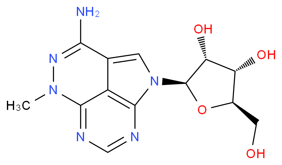 (2R,3R,4S,5R)-2-{5-amino-7-methyl-2,6,7,9,11-pentaazatricyclo[6.3.1.0^{4,12}]dodeca-1(11),3,5,8(12),9-pentaen-2-yl}-5-(hydroxymethyl)oxolane-3,4-diol_分子结构_CAS_35943-35-2