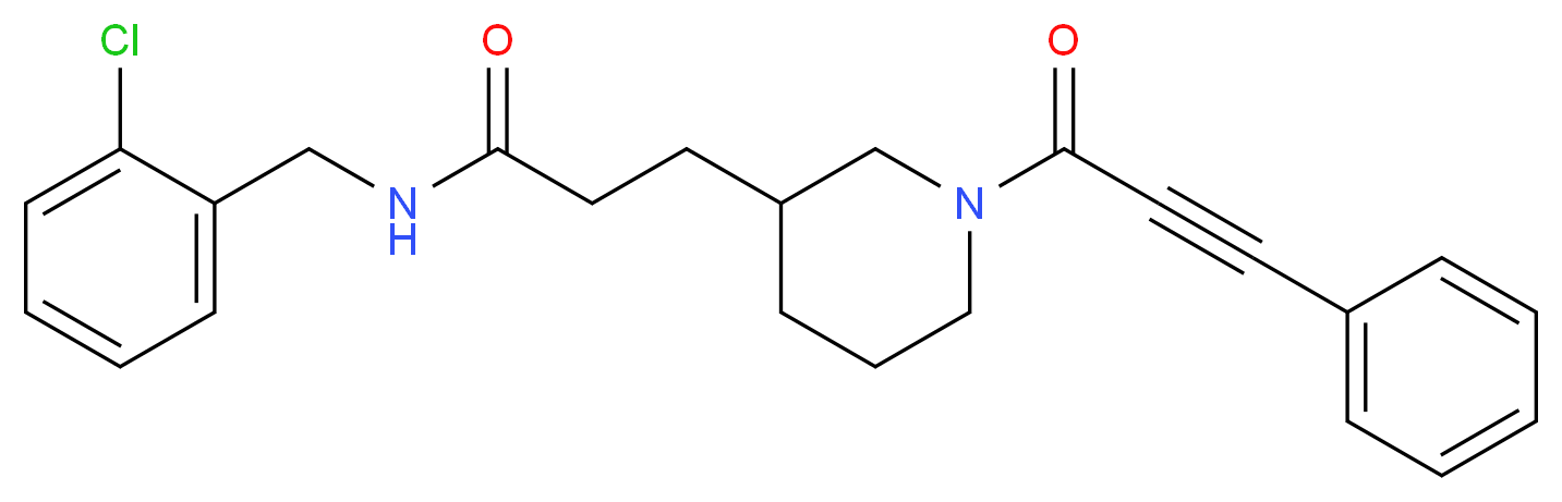 N-(2-chlorobenzyl)-3-[1-(3-phenyl-2-propynoyl)-3-piperidinyl]propanamide_分子结构_CAS_)