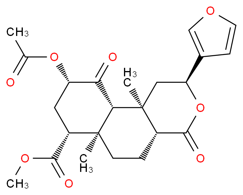 methyl (2S,4aR,6aR,7R,9S,10aS,10bR)-9-(acetyloxy)-2-(furan-3-yl)-6a,10b-dimethyl-4,10-dioxo-dodecahydro-1H-naphtho[2,1-c]pyran-7-carboxylate_分子结构_CAS_83729-01-5