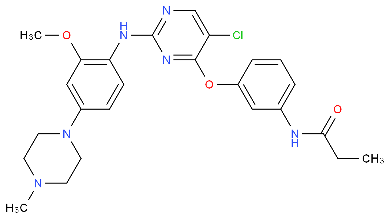 N-{3-[(5-chloro-2-{[2-methoxy-4-(4-methylpiperazin-1-yl)phenyl]amino}pyrimidin-4-yl)oxy]phenyl}propanamide_分子结构_CAS_1214265-58-3