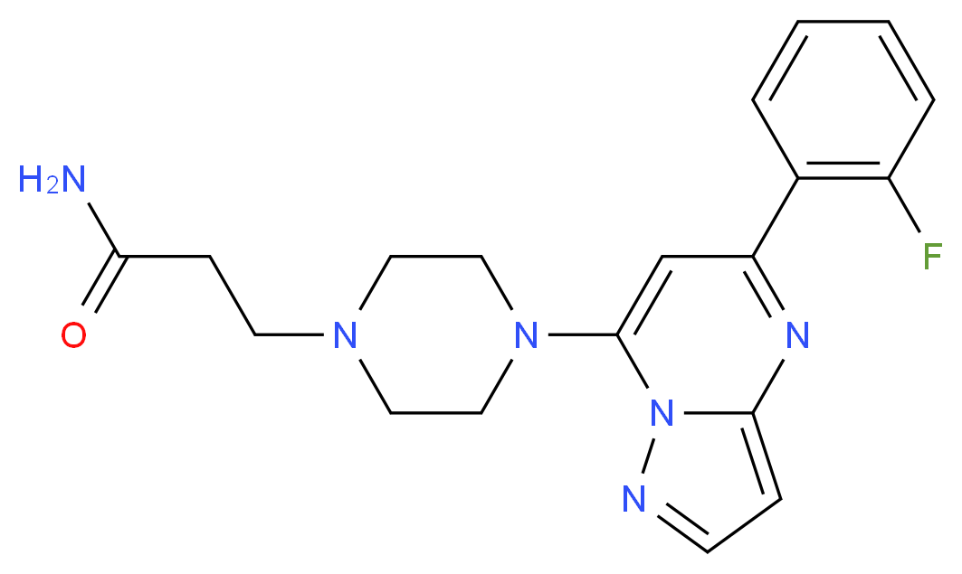 3-{4-[5-(2-fluorophenyl)pyrazolo[1,5-a]pyrimidin-7-yl]-1-piperazinyl}propanamide_分子结构_CAS_)