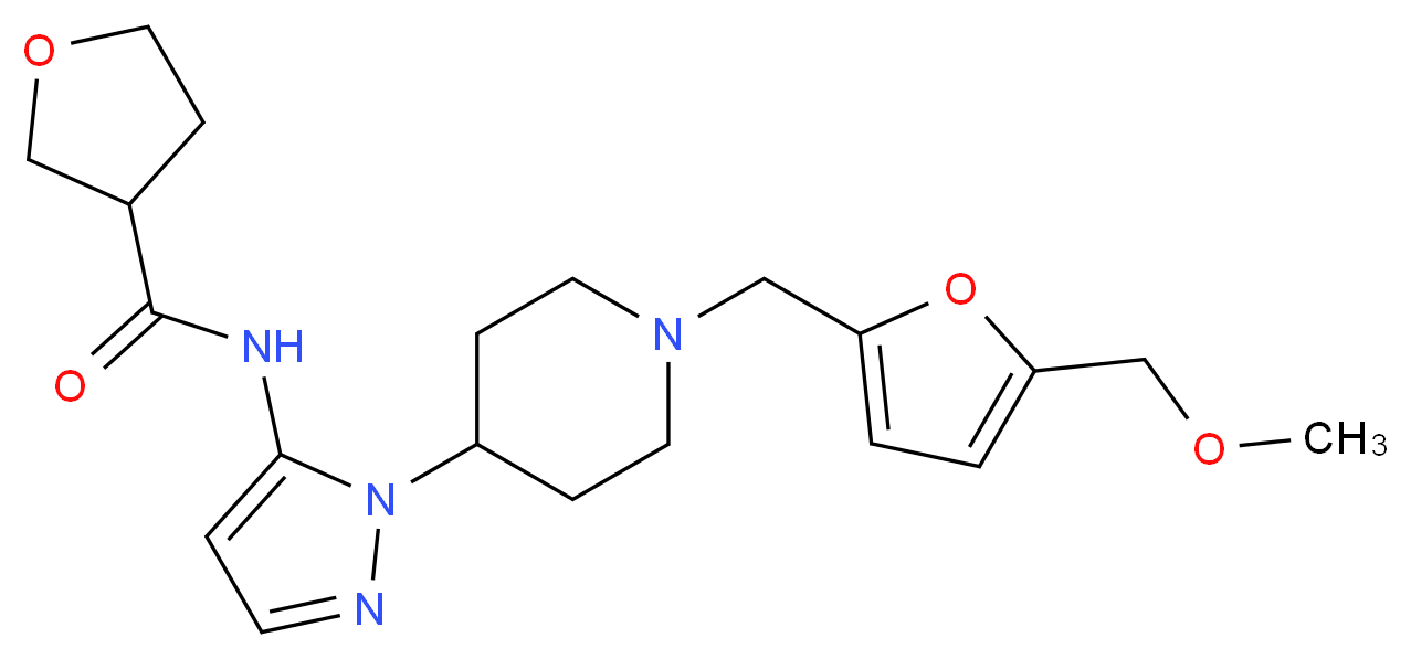 N-[1-(1-{[5-(methoxymethyl)-2-furyl]methyl}-4-piperidinyl)-1H-pyrazol-5-yl]tetrahydro-3-furancarboxamide_分子结构_CAS_)