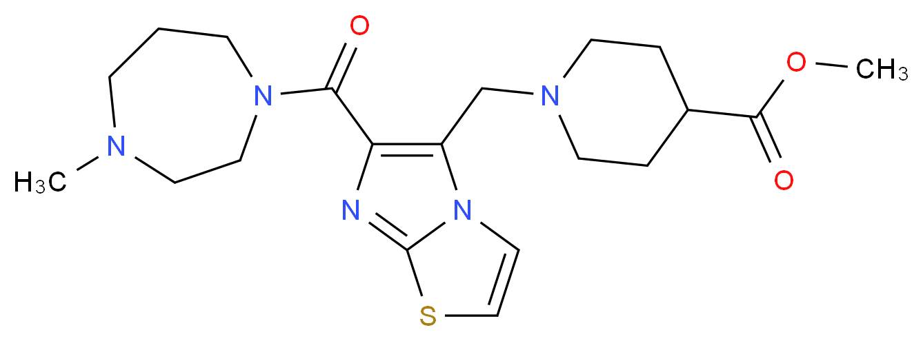 methyl 1-({6-[(4-methyl-1,4-diazepan-1-yl)carbonyl]imidazo[2,1-b][1,3]thiazol-5-yl}methyl)-4-piperidinecarboxylate_分子结构_CAS_)