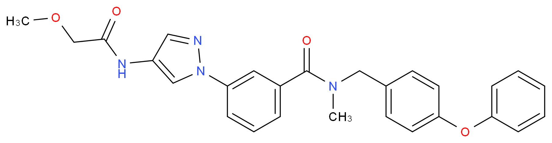 3-{4-[(methoxyacetyl)amino]-1H-pyrazol-1-yl}-N-methyl-N-(4-phenoxybenzyl)benzamide_分子结构_CAS_)