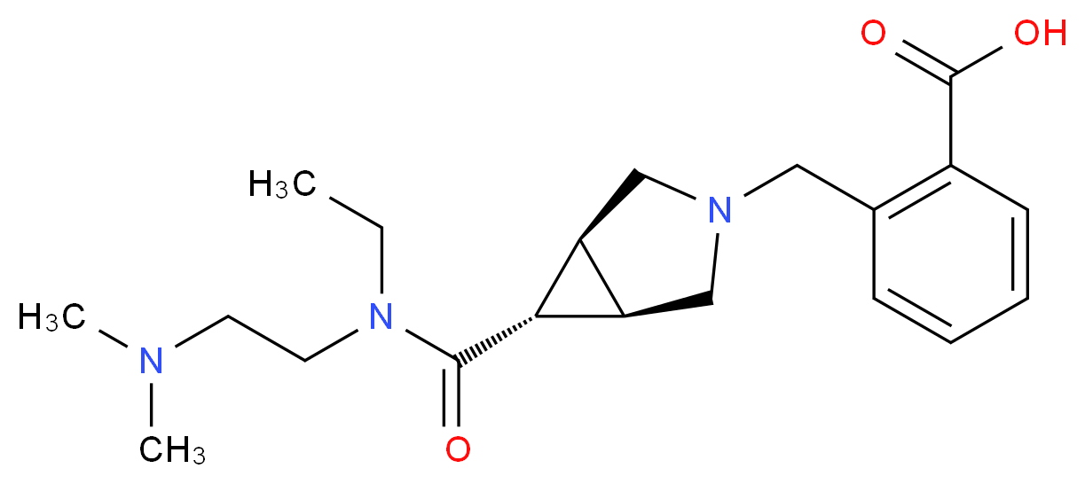 2-[((1R*,5S*,6r)-6-{[[2-(dimethylamino)ethyl](ethyl)amino]carbonyl}-3-azabicyclo[3.1.0]hex-3-yl)methyl]benzoic acid_分子结构_CAS_)