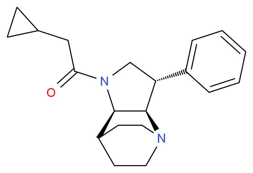 (2R*,3S*,6R*)-5-(cyclopropylacetyl)-3-phenyl-1,5-diazatricyclo[5.2.2.0~2,6~]undecane_分子结构_CAS_)