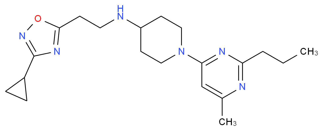 N-[2-(3-cyclopropyl-1,2,4-oxadiazol-5-yl)ethyl]-1-(6-methyl-2-propylpyrimidin-4-yl)piperidin-4-amine_分子结构_CAS_)